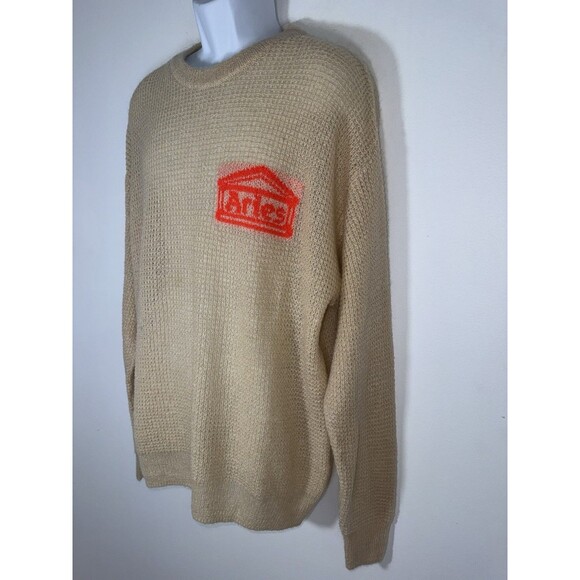 Aries Beige Mohair Blend Crew Neck Sweater Lightweight Men Large - Picture 2 of 7